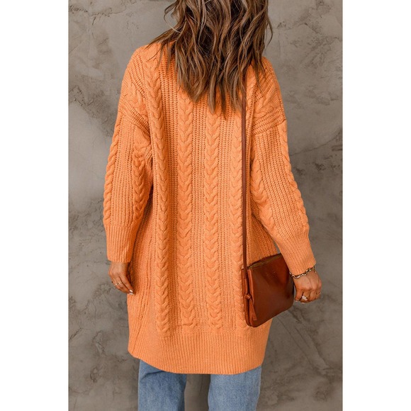 Cable-Knit Open Front Sweater Cardigan - Picture 2 of 5